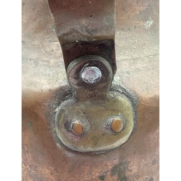 Primitive Farmhouse Copper Tea Kettle With Brass Goose Neck Spout As Is Patina - Picture 4 of 10